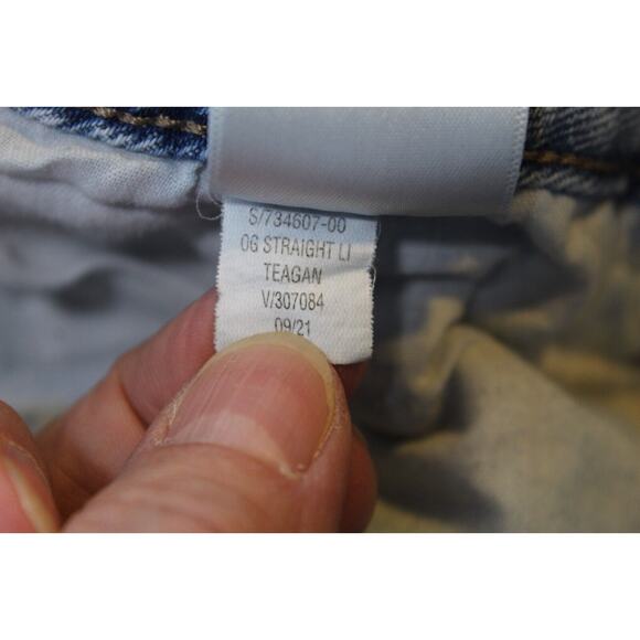 Old Navy O.G. Straight Leg High Rise Lite Wash Blue Jeans Size:20 Distressed - Picture 6 of 16